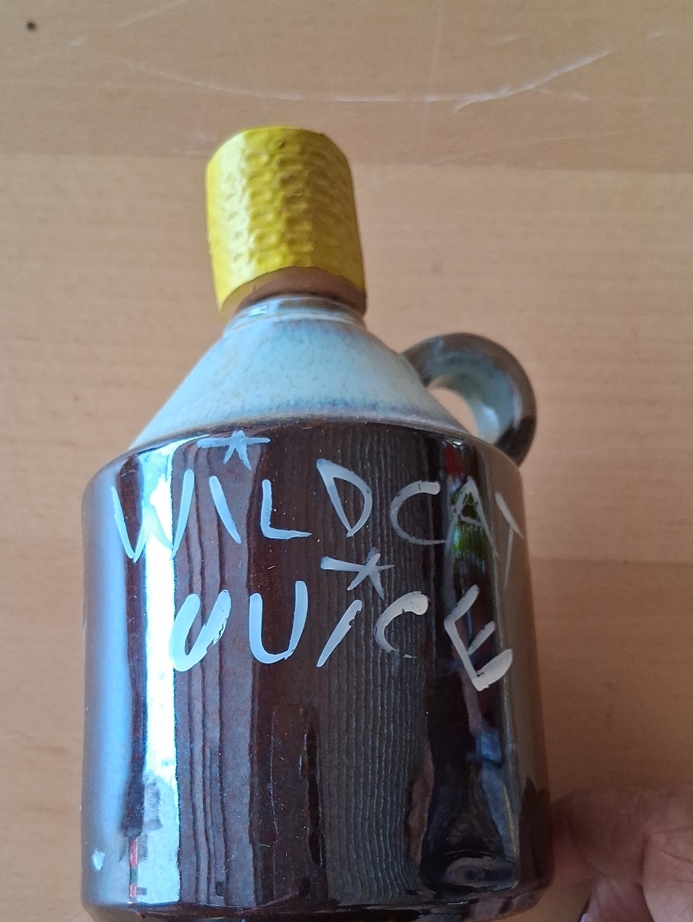 Ceramic Jug - Brown & Cream 'Wildcat Juice'